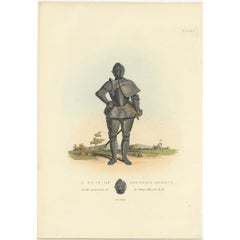 Antique Print of Jousting Armour, 1842