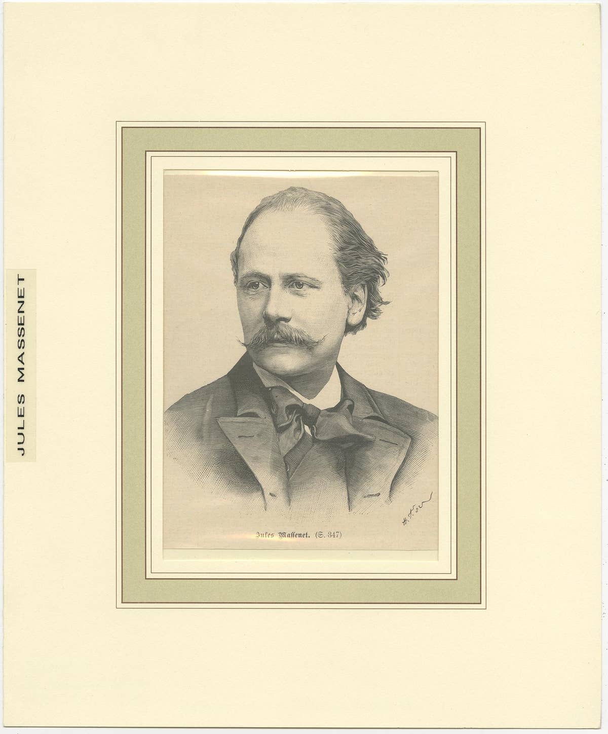 Antique Print of Jules Massenet, French Composer Who Wrote Over 30 Operas, 1892