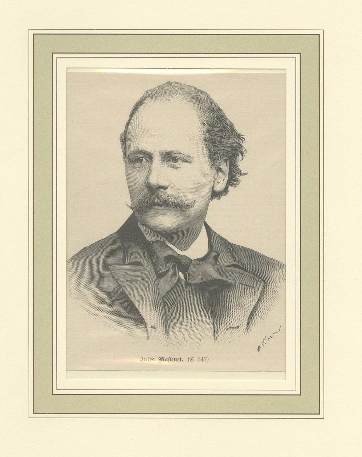 Antique Print of Jules Massenet, French Composer Who Wrote Over 30 Operas, 1892
