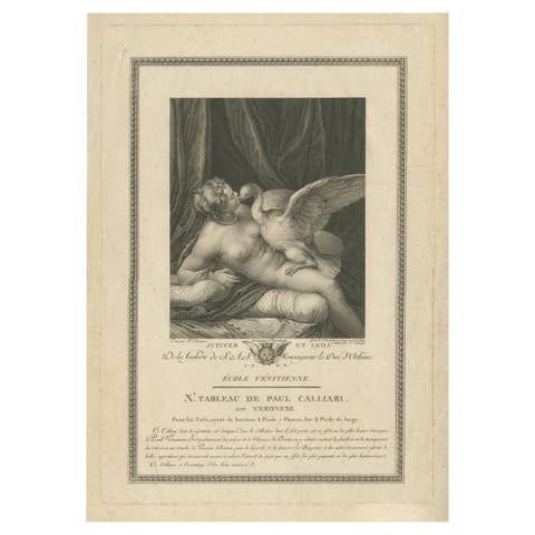Antique Print of Jupiter and Leda by De Saint-Aubin 'c.1800'