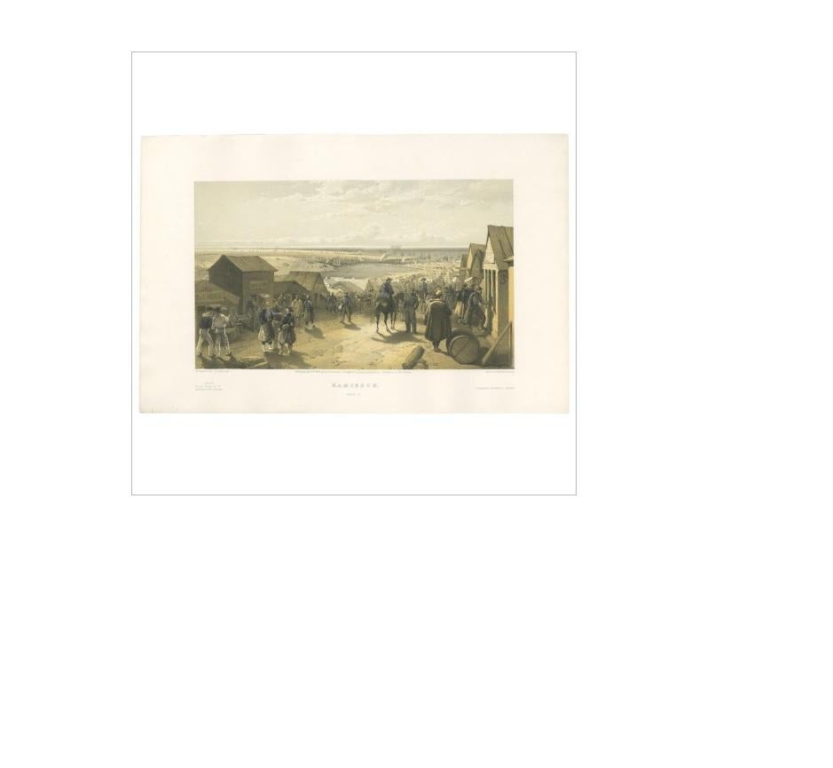 Stampa antica di Kamiesch 'Guerra di Crimea' di W. Simpson, 1855 In condizioni buone in vendita a Langweer, NL