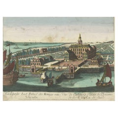 Antique Print of Karlberg Palace in Solna Municipality in Sweden, C.1770