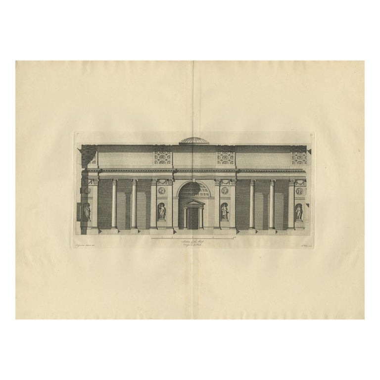 Antiker Druck der Kedleston Hall von Gandon, um 1770