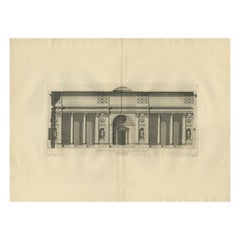 Stampa antica di Kedleston Hall di Gandon, 1770 ca.