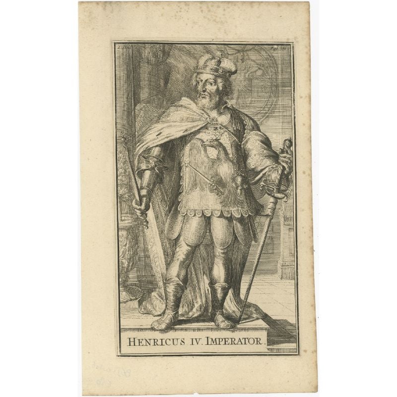 Antiker Druck von König Heinrich IV., Kaiser des Heiligen Römischen Reiches, 1701