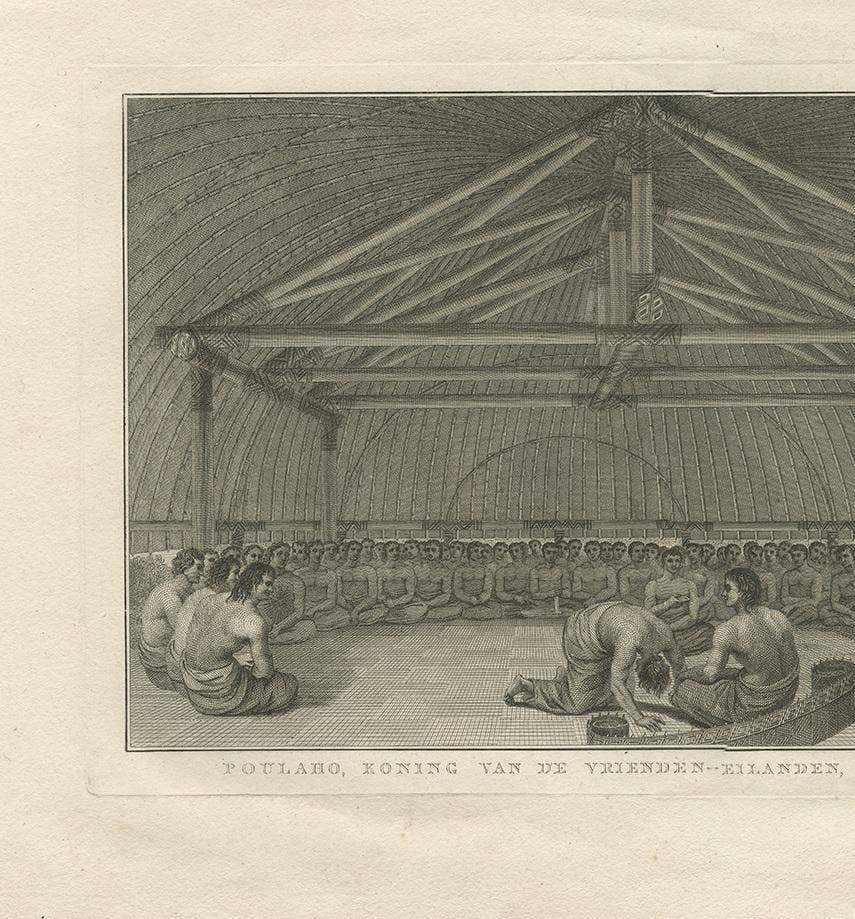 Antique Print of King Poulaho of the Friendly Islands by Cook, 1803