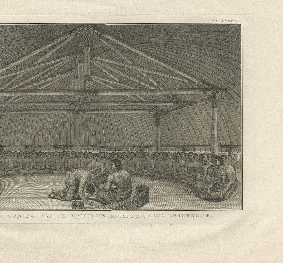 Antique Print of King Poulaho of the Friendly Islands by Cook, 1803