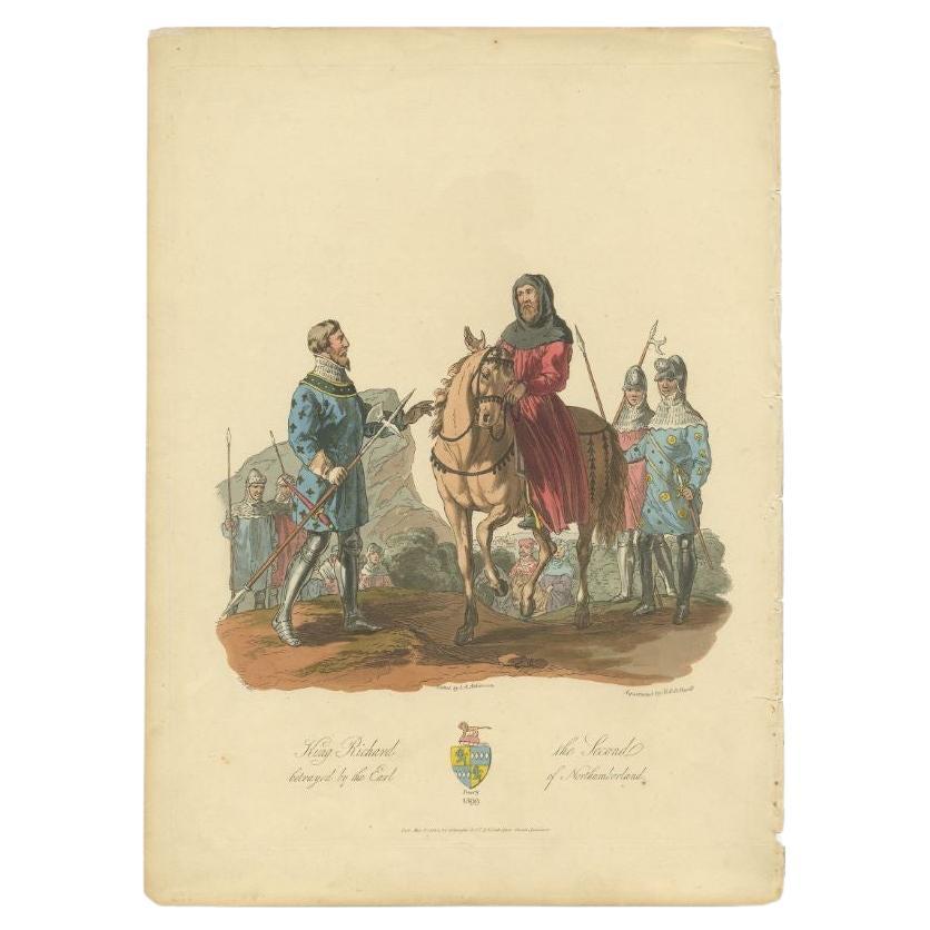 Antique Print of King Richard II by Atkinson, 1812 For Sale