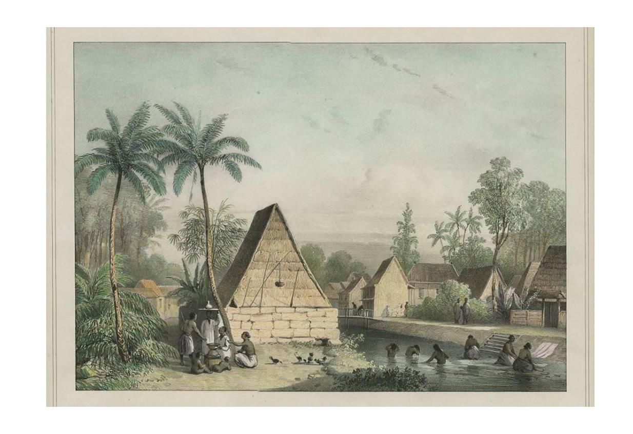 Antique Print of Koepang 'Timor, Indonesia' by C.W.M. Van De Velde, 1844 In Good Condition For Sale In Langweer, NL