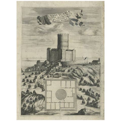 Antique Print of La Turbie and the Tropaeum Alpium Near Monaco in France, C.1760