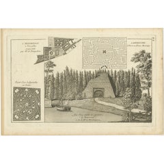 Antique Print of Labyrinth and the Hermitage of Versailles, France, 1776