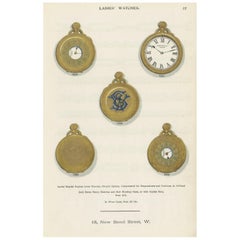 Antique Print of Ladies' Watches by Streeter, 1898