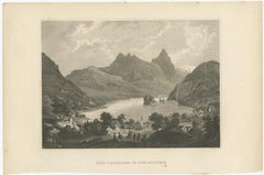 Antique Print of Lake Lauerz, Schwyz, Switzerland