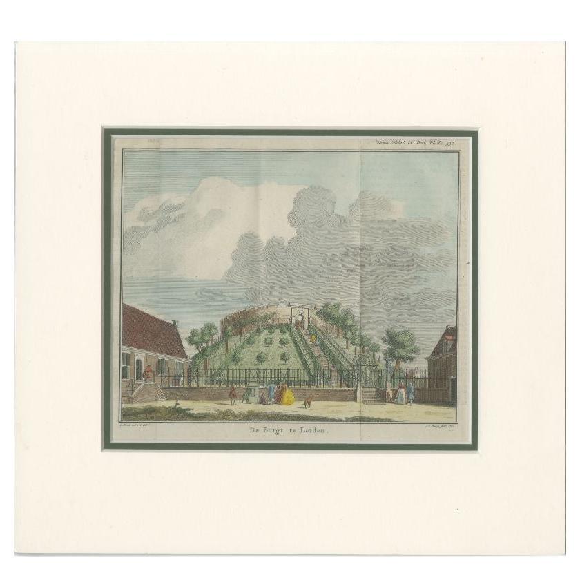 Antique Print of Leiden Castle in the Netherlands, circa 1765 For Sale