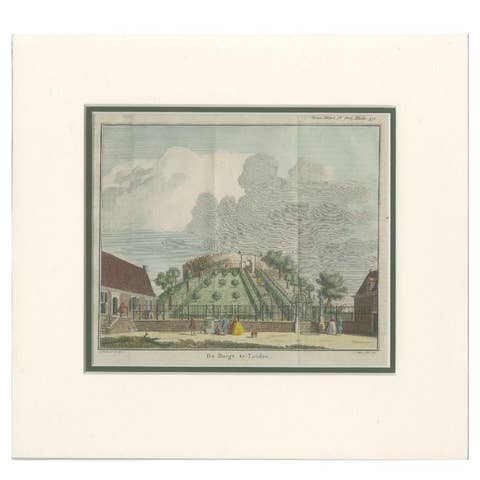 Antique Print of Leiden Castle in the Netherlands, circa 1765