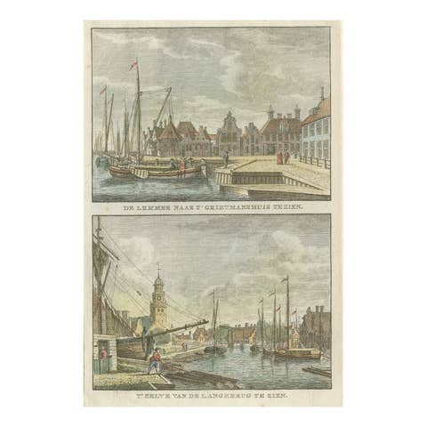 Antique Print of Lemmer, Grietmanshuis, Friesland, The Netherlands, circa 1790