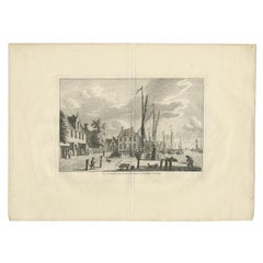 Antique Print of Lemmer Groote Lantaarn in Friesland The Netherlands, circa 1790