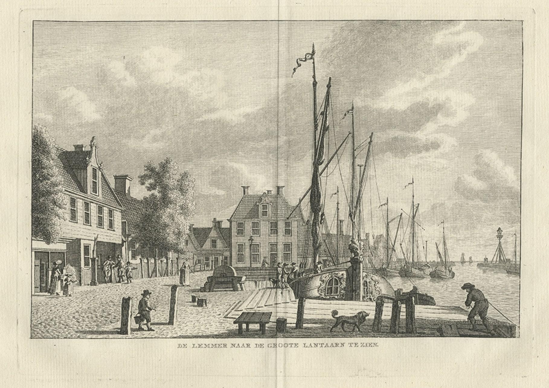 Antiker Druck von Lemmer, Groote Lantaarn in Friesland, Niederlande, um 1790 (Papier) im Angebot
