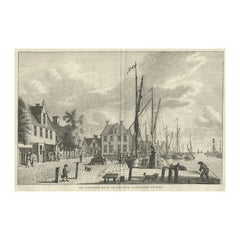 Antiker Druck von Lemmer, Groote Lantaarn in Friesland, Niederlande, um 1790