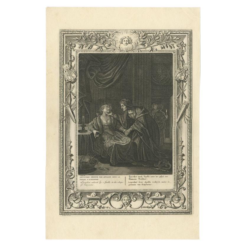 Antique Print of Leucothoe Seduced by Apollo, 1733 For Sale