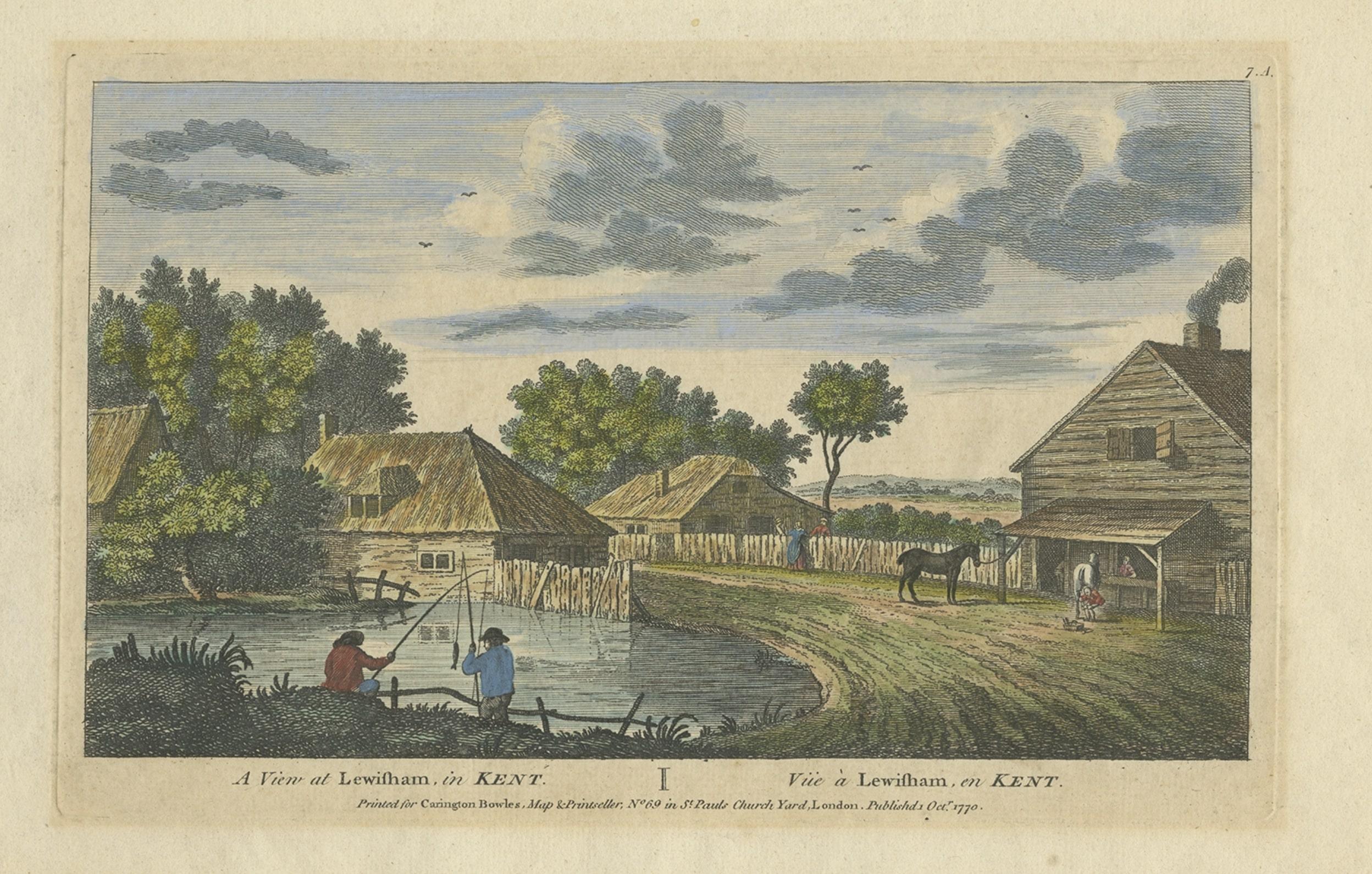 Paper Antique Print of Lewisham in Kent, England, 1770 For Sale