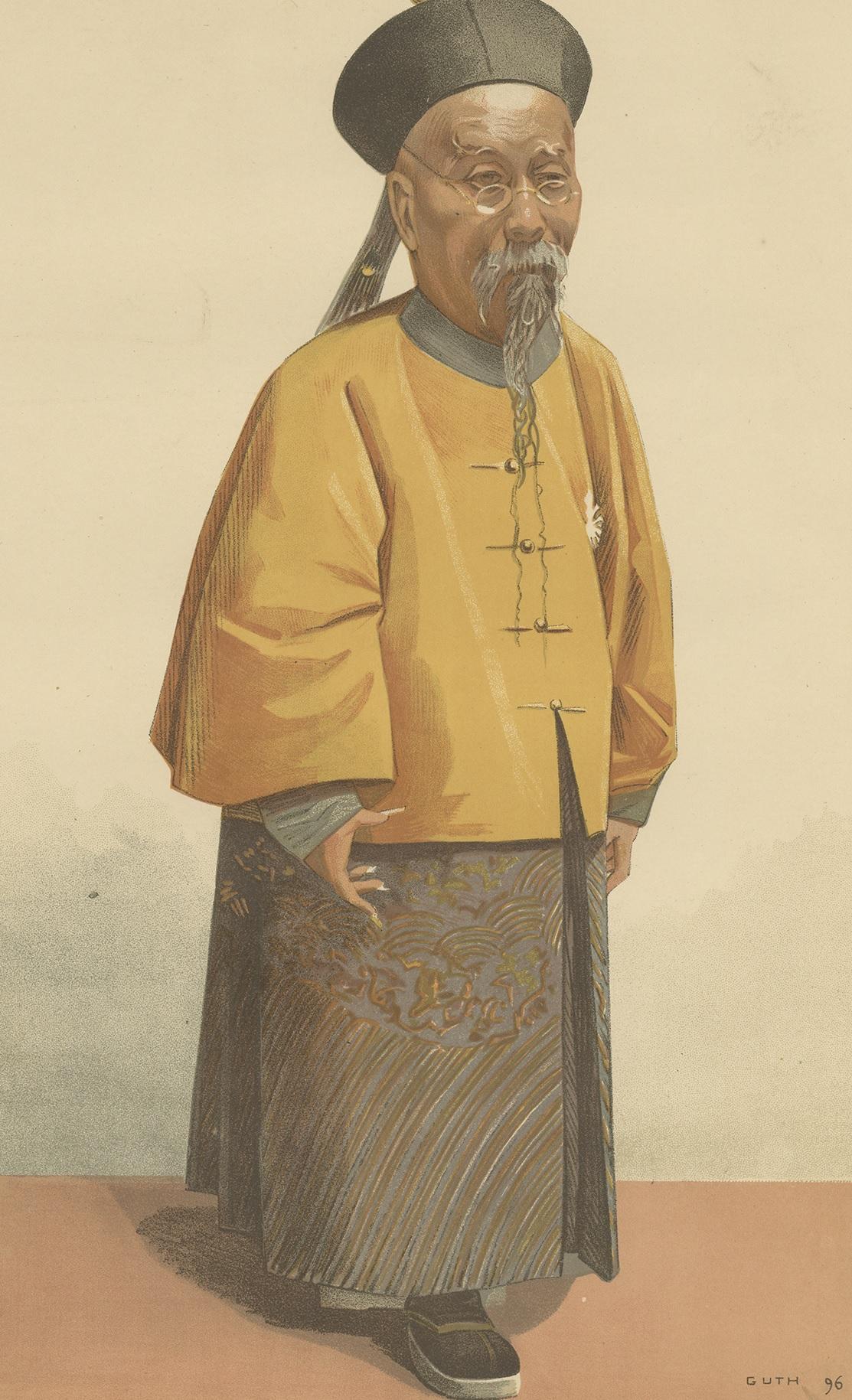Antique Print of Li Hung Chang published in the Vanity Fair, 1896 In Good Condition For Sale In Langweer, NL