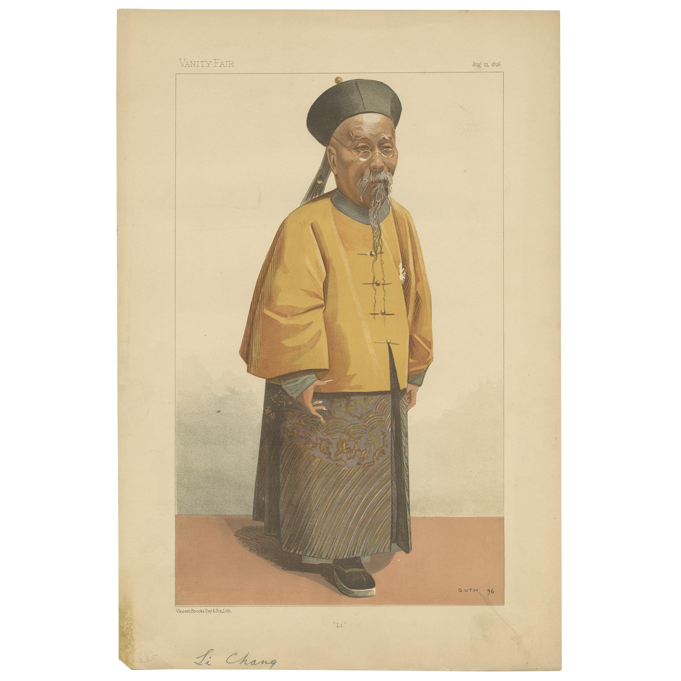 Antique Print of Li Hung Chang published in the Vanity Fair, 1896