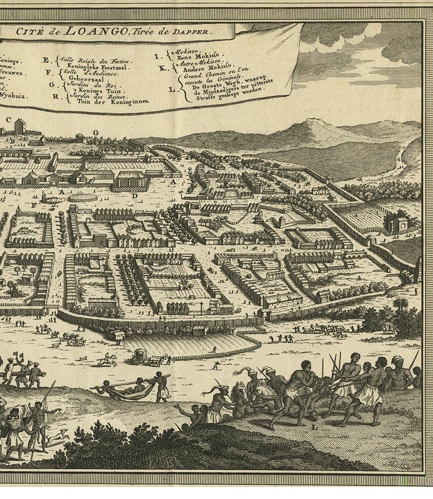 18th Century Antique Print of Loango, Africa by J. Van Schley, 1750 For Sale