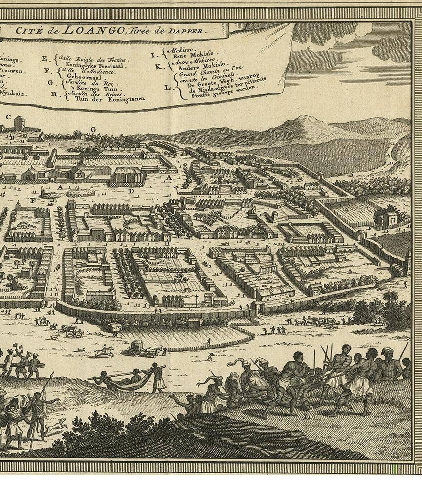 Antique Print of Loango, Africa by J. Van Schley, 1750