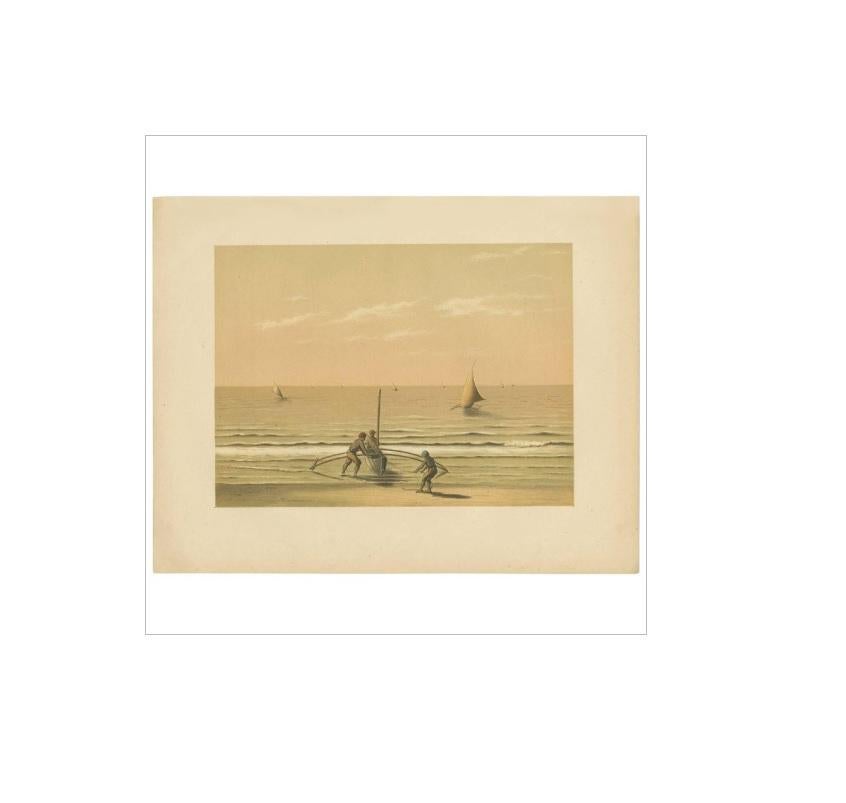 XIXe siècle Impression ancienne de récipients locaux dans le détroit de Sunda en Indonésie, 1888 en vente