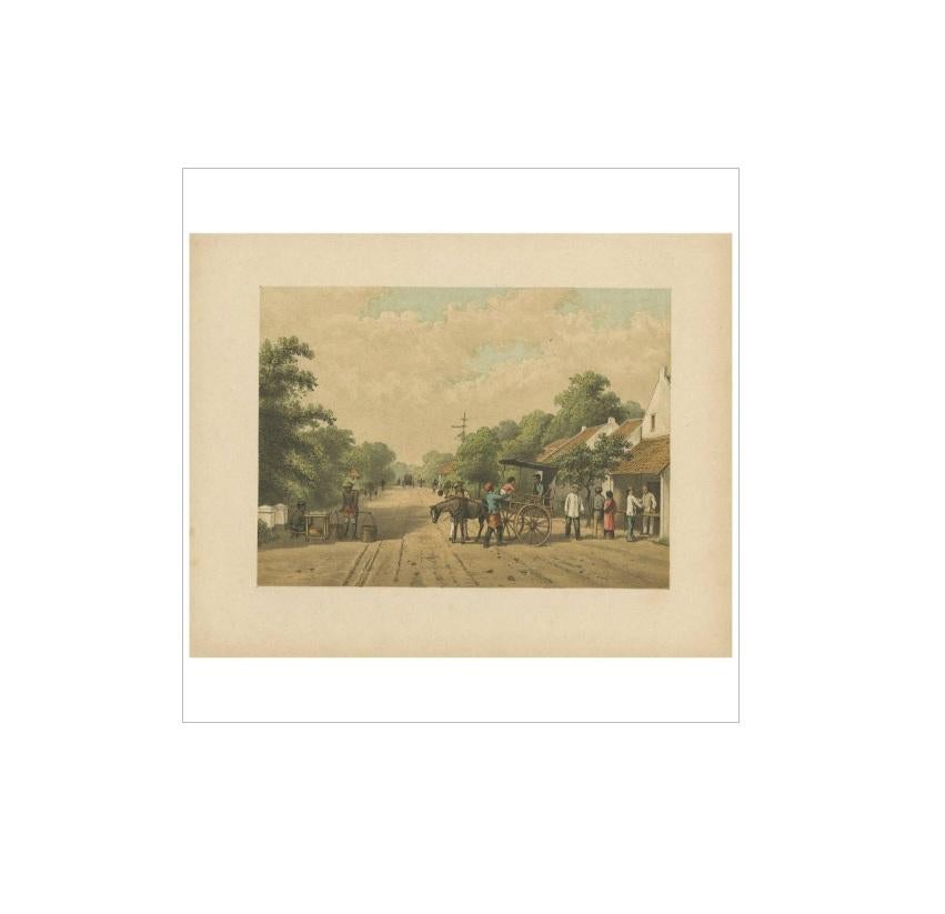 Antique Print of Locals in Batavia by M.T.H. Perelaer, 1888 In Good Condition For Sale In Langweer, NL