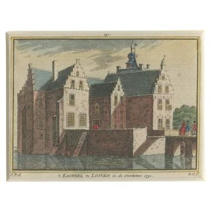 Antique Print of Loenen Castle in the Netherlands, 1750 For Sale