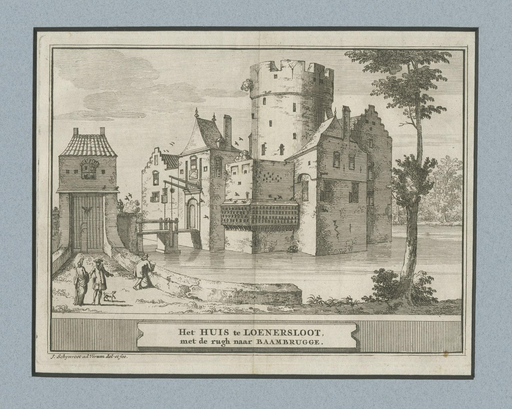 Paper Antique Print of Loenersloot Castle Near Utrecht in the Netherlands, 1774