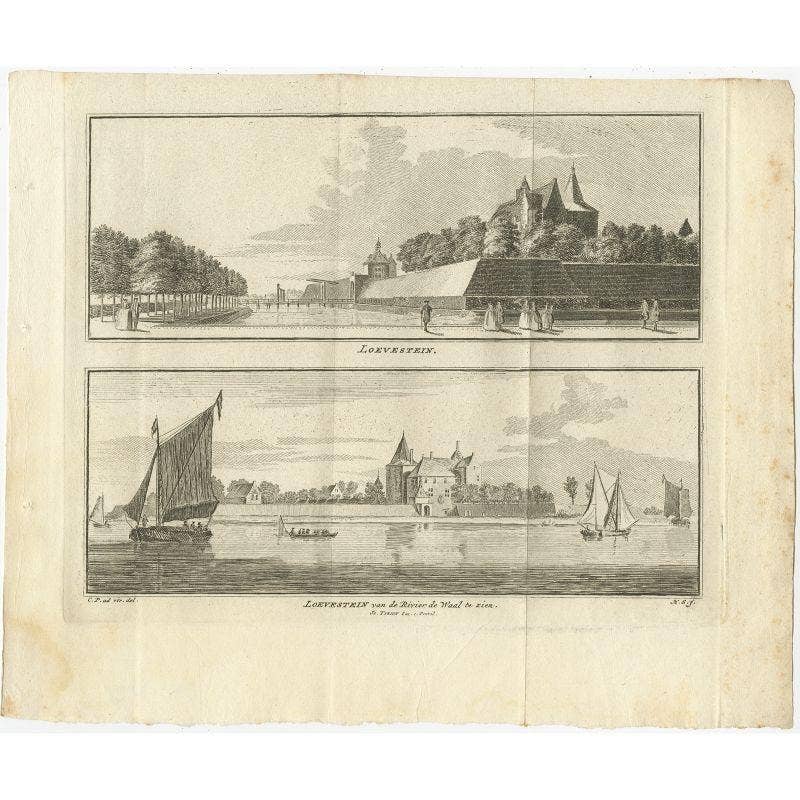 Antique Print of Loevestein Castle by Tirion, 1749
