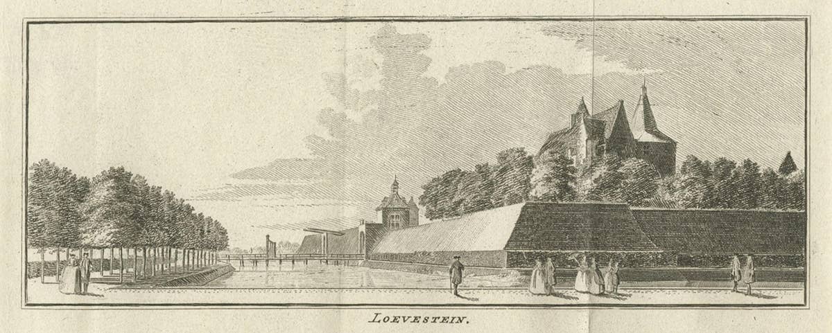 Antique Print of Loevestein Castle by Tirion, 1749