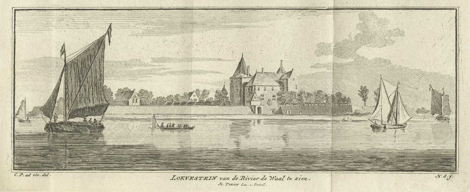 Impression ancienne du château de Loevestein par Tirion, 1749 en vente 1