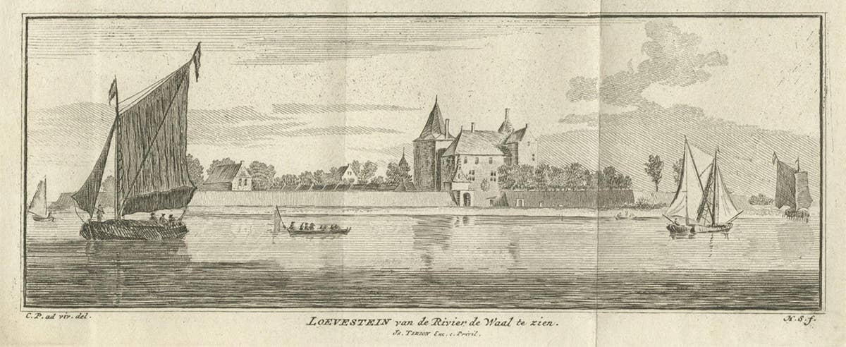 Antique Print of Loevestein Castle by Tirion, 1749