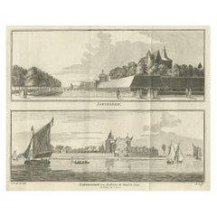 Antiker Druck des Schlosses von Loevestein von Tirion, 1749