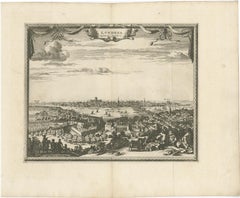 Antique Print of London with St. Paul's Cathedral Before the Fire, ca.1725