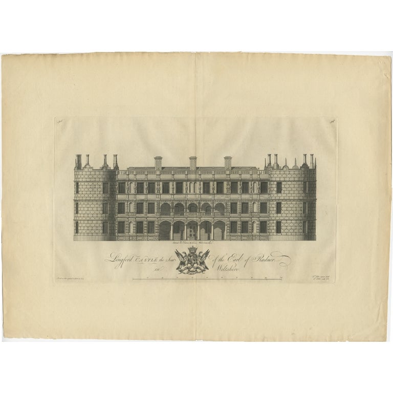 Antique print titled 'Longford Castle the Seat of the Earl of Radnor in Wiltshire'. 

Large engraving of Longford Castle, Wiltshire. Source unknown, to be determined. Artists and Engravers: Engraved by Miller.

Longford Castle stands on the