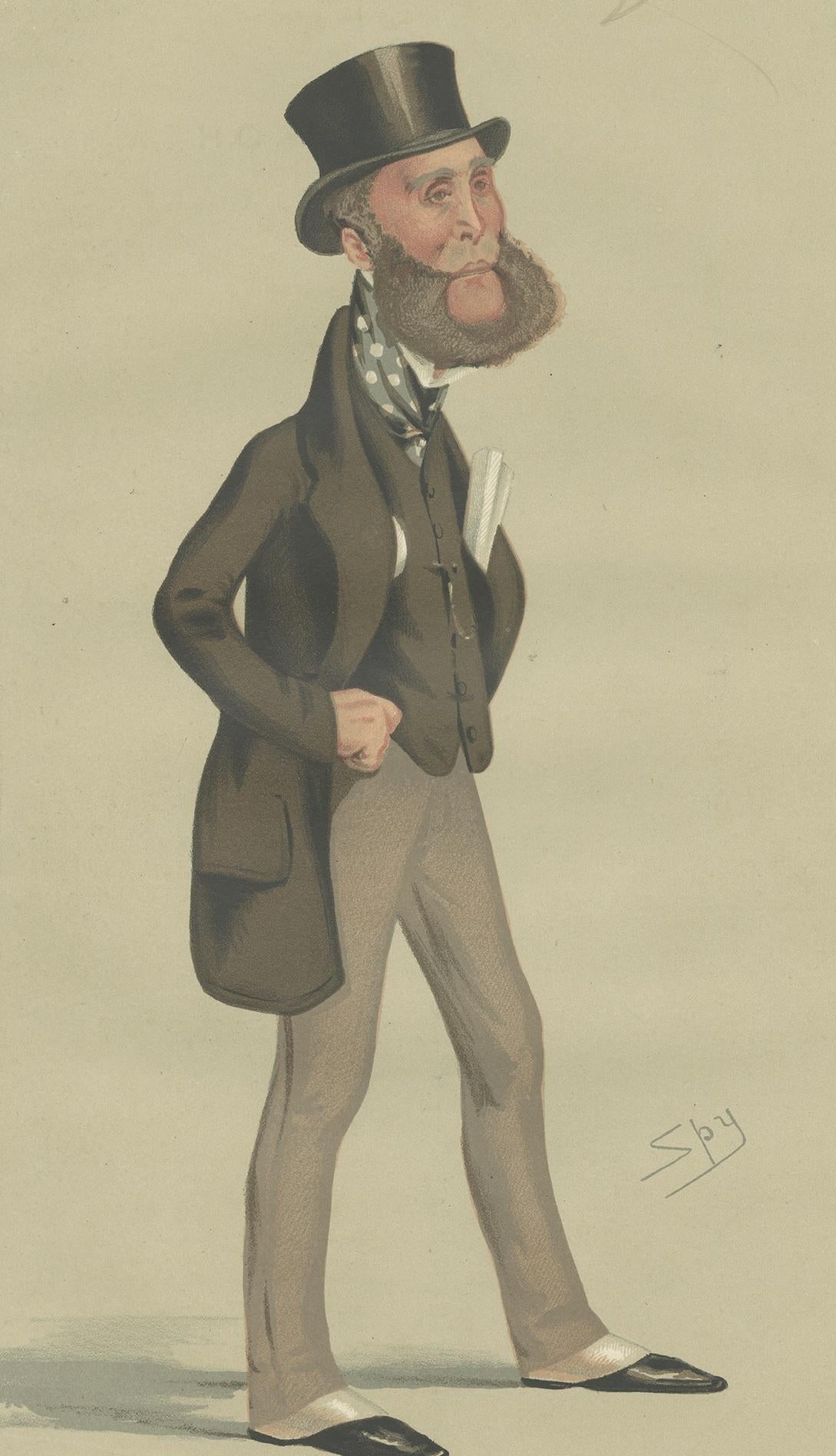 Antique Print of Lord Eslington Published in the Vanity Fair, 1876 In Good Condition For Sale In Langweer, NL