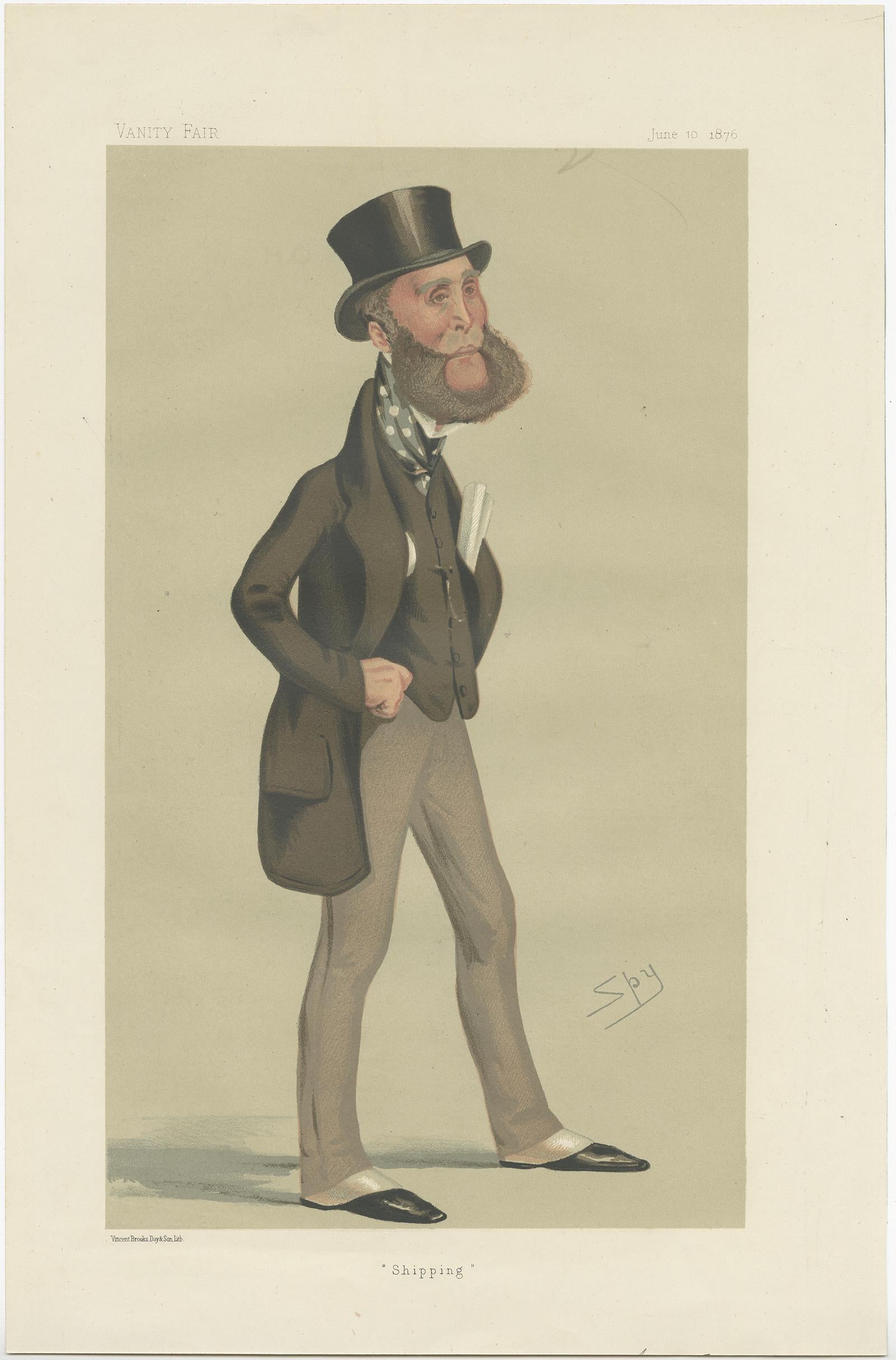 19th Century Antique Print of Lord Eslington Published in the Vanity Fair, 1876 For Sale