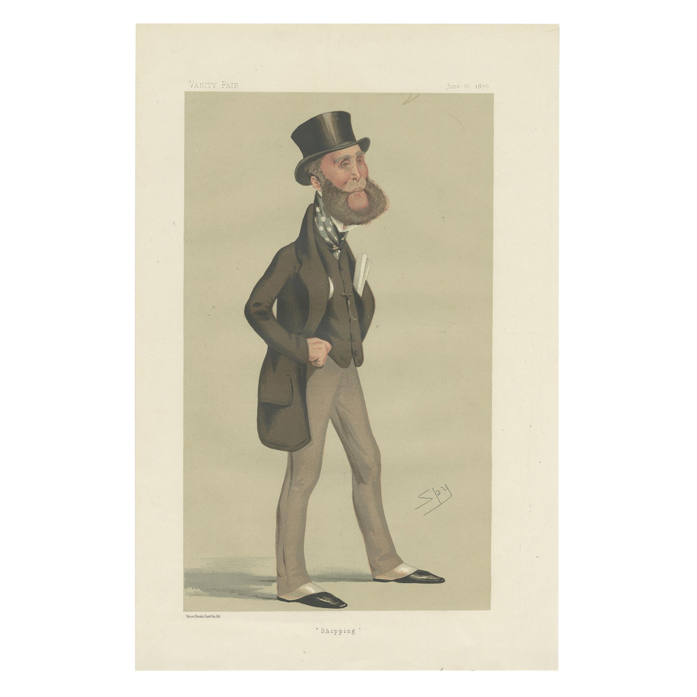 Antique Print of Lord Eslington Published in the Vanity Fair, 1876 For Sale