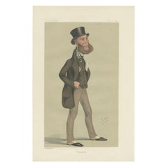 Gravure ancienne de Lord Eslington publiée dans le Vanity Fair:: 1876