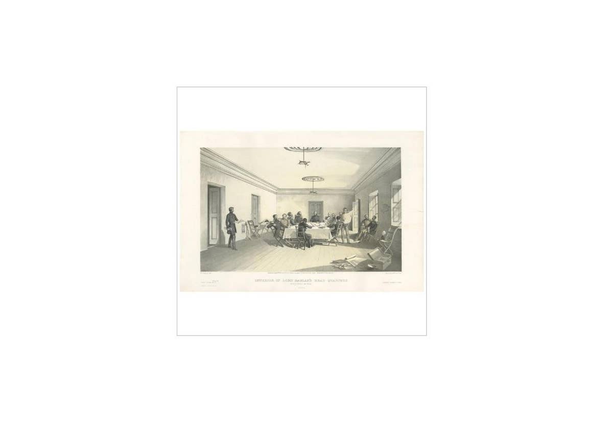 Antique Print of Lord Raglan's Head Quarters 'Crimean War' by W. Simpson, 1855