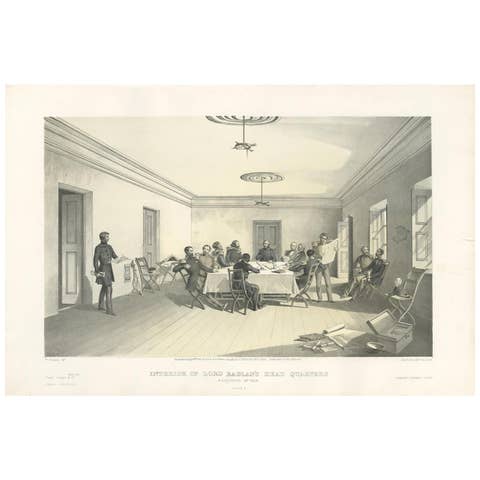 Antique Print of Lord Raglan's Head Quarters 'Crimean War' by W. Simpson, 1855