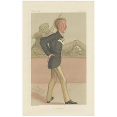 Antique Print of Lord Ronald Gower Published in the Vanity Fair, '1896'