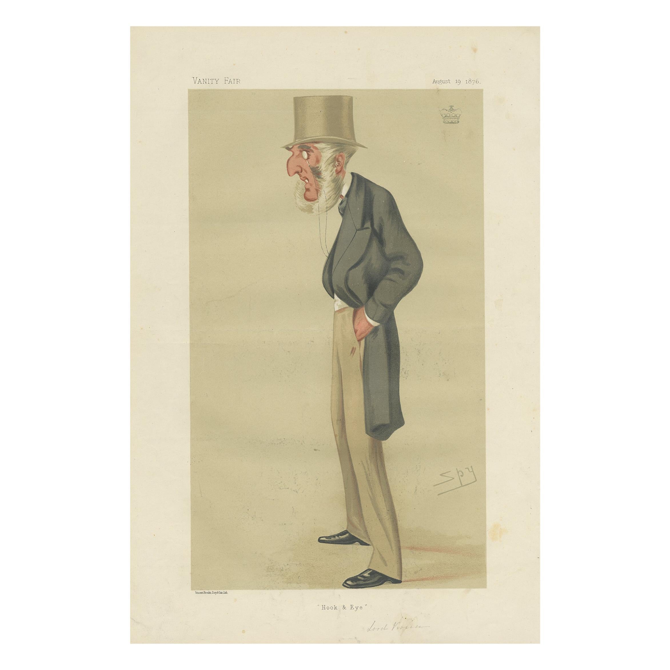 Antique Print of Lord Vivian published in the Vanity Fair, 1876 For Sale