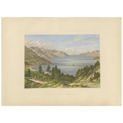 Antique Print of Lyttelton Harbour 'New Zealand' by Blatchley, circa 1877