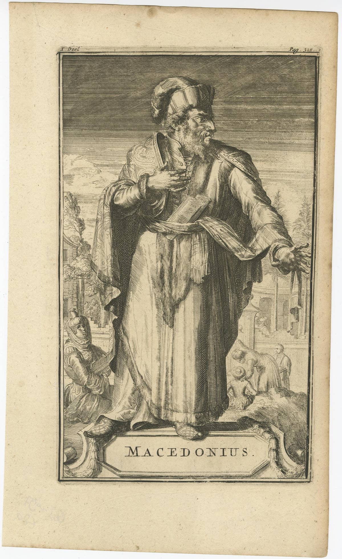 Antique Print of Macedonius, a Greek Bishop of Constantinople, 1701
